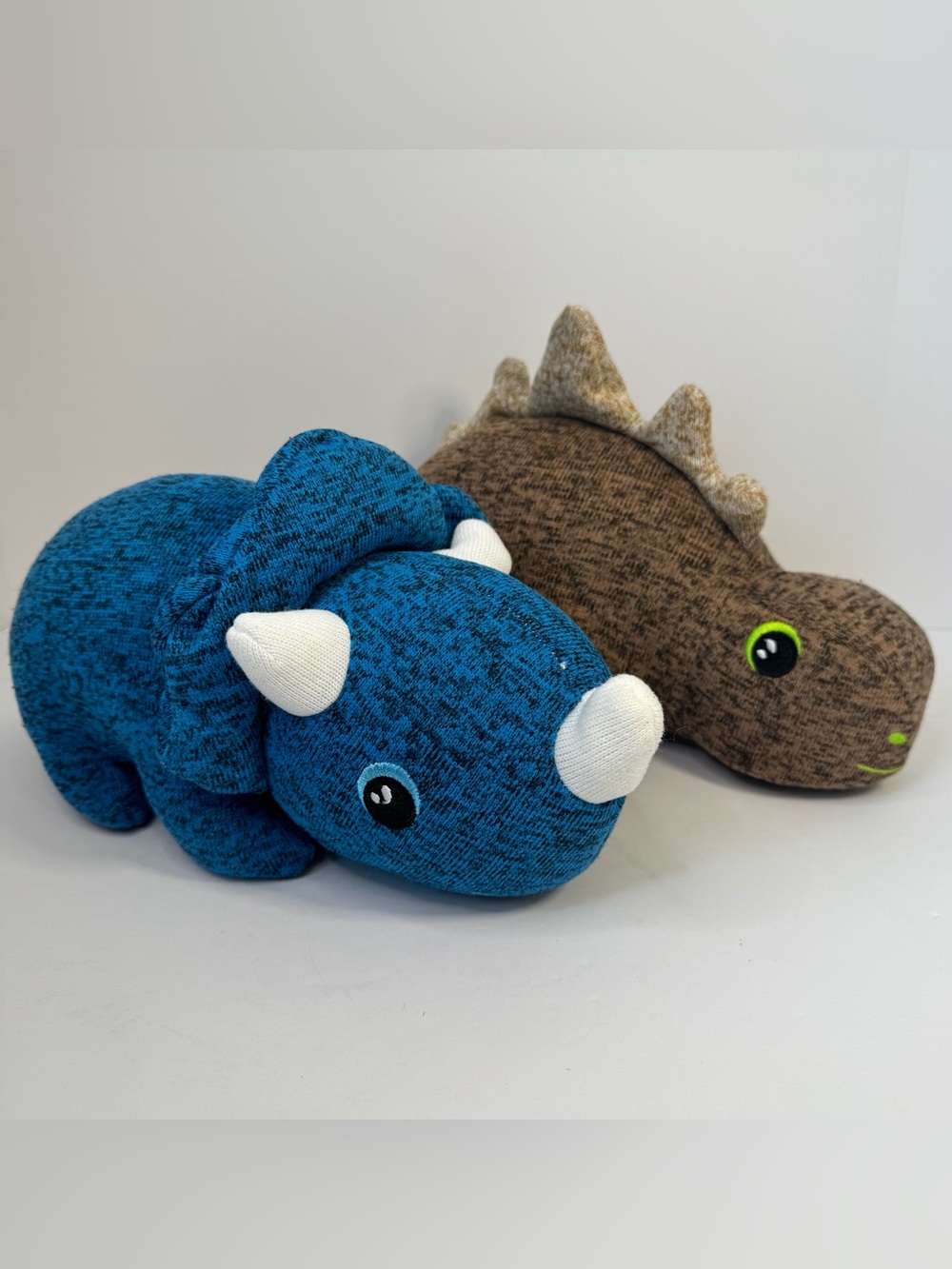 Toy Box Plush Knit Baby Dinosaur Stegosaurus Triceratops Kids Stuffed Animal Lot